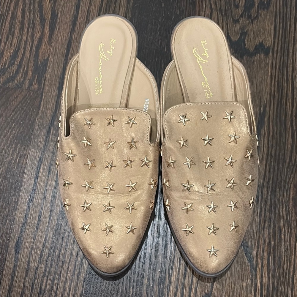 Gold Heeled Star-Studded Women's Mules
